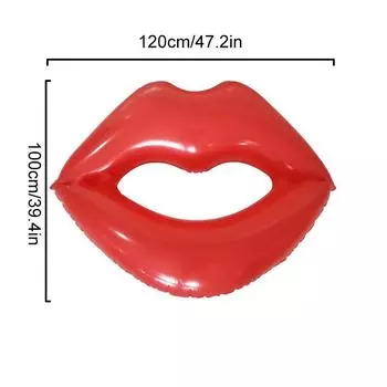 1 шт. надувной поплавок с красными губами, водное развлечение, блестящие плавательные круги, портативные плавательные круги с красными губами для дома и сада 120*100CM