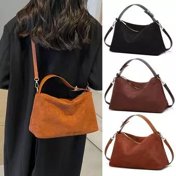 1 шт., накладные замшевые сумки-хобо Cloud, женские сумки-полумесяцы, сумка через плечо, кошелек для телефона, модная сумка-тоут с верхней ручкой чёрный