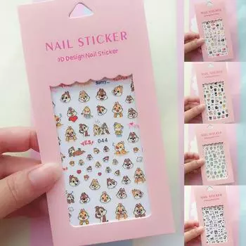1 шт., наклейка для ногтей с рисунком кролика, медведя, кошки, белки, декоративная наклейка для дизайна ногтей, принадлежности для дизайна ногтей, наклейки для ногтей
