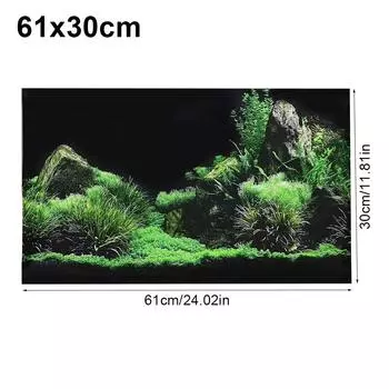 1 шт. Наклейка-фон для аквариума с морским дном и рыбами, Декоративная картина с фоном из водных растений 61x30cm