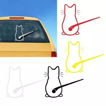 1 шт. наклейка на кузов автомобиля, забавный кошачий хвост, стеклоочиститель заднего стекла, самоклеящиеся боковые виниловые графические наклейки белый