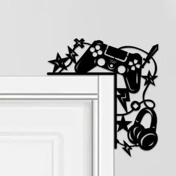 1 шт. Наклейка на стену с изображением игровой гарнитуры — идеально подходит для угла двери и рамы, улучшает домашний декор с помощью художественного штриха светло-зеленый