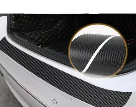 1 шт. наклейка на заднюю защитную пластину автомобиля, защитная полоса от царапин и ударов, 3D-пленка из углеродного волокна чёрный