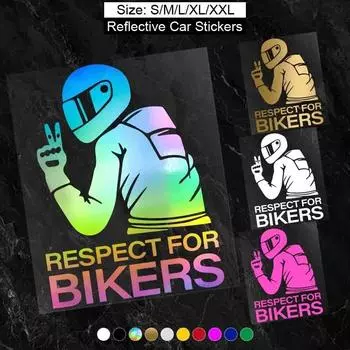 1 шт. Наклейка Respect Biker для автомобиля, мотоцикла, виниловые 3D-наклейки, мотоциклетные виниловые 3D-наклейки и наклейки 15x11 см белый