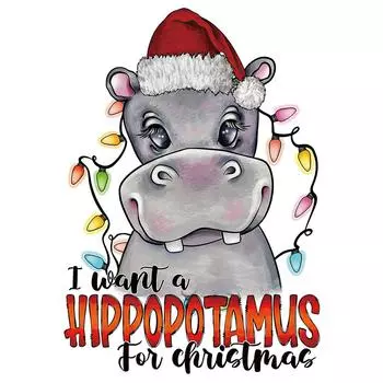 1 шт., наклейка с милым улыбающимся бегемотом, теплопередающая наклейка, текст с бегемотом, красочные огни, красная шляпа, одежда для животных, утюг на наклейке, для ткани для шляп, одежды