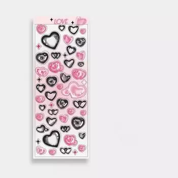 1 шт. Наклейки-декали со звездами Скрапбукинг Канцелярские товары Наклейки с сердечками ПЭТ Пузырчатая Деко-наклейка Сделай сам Журнал Планировщик 8*20cm