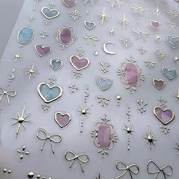 1 шт. наклейки для ногтей модные золотые границы любовь сердце бант луна звезда искусство наклейка DIY маникюр украшения золотой