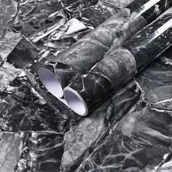 1 шт. Наклейки на стену для кухни, виниловые мраморные самоклеящиеся обои, самоклеящиеся, водонепроницаемые, термостойкие, контактные, непрерывные, настенные покрытия, декор стен, идеально подходят для кухни 40*300cm/15.75*118in серый