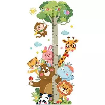 1 шт. Наклейки на стену Мультяшный ростомер Водонепроницаемый ростомер Съемный Декор для детского сада Наклейки для детской комнаты Животные 60*90