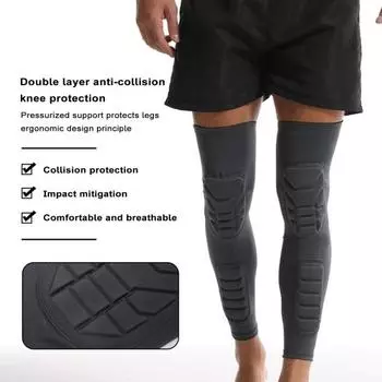 1 шт., наколенник, супер мягкий потопоглощающий противоскользящий бандаж с длинным рукавом, компрессионный наколенник, спортивные принадлежности L серый