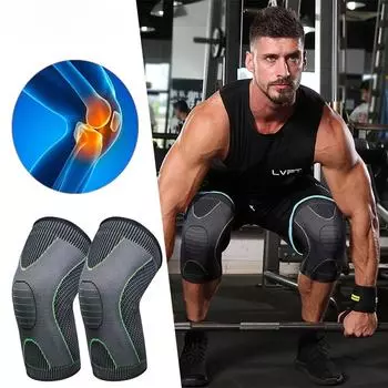 1 шт., наколенники для бега, езды на велосипеде, подтяжки, эластичные нейлоновые спортивные компрессионные наколенники, рукава для баскетбола, волейбола M зелёный