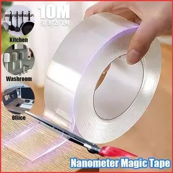 1 шт. Нанолента двухсторонняя прозрачная не оставляющая следов многоразовая водонепроницаемая клейкая лента очищаемая домашняя клейкая лента Gekkotape 1mm by 2cm by 1m