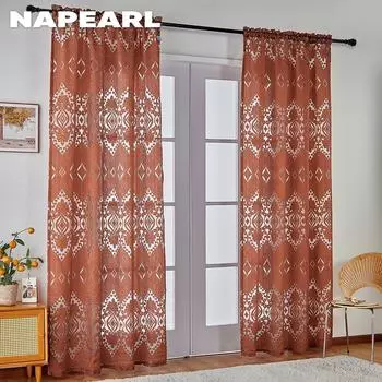 1 шт. NAPEARL10-30% затемняющая европейская жаккардовая полупрозрачная прозрачная занавеска для гостиной, спальни, домашнего декора W100cm x L200cm красный