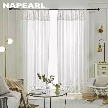 1 шт. NAPEARL 10-20% светоблокирующая прозрачная кружевная цветочная волнистая нижняя штора для гостиной спальни балкона домашнего декора 100x270cm белый