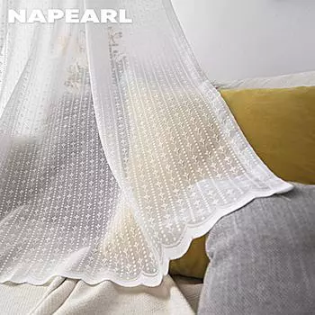 1 шт. NAPEARL 10-20% затемнение французский стиль свежий волнистый низ кружевная прозрачная занавеска для гостиной спальни балкона домашний декор W100cm x L130cm белый