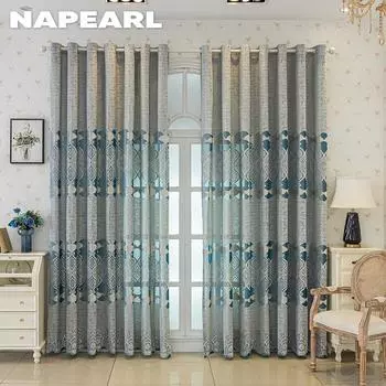 1 шт. NAPEARL 40-70% затемняющие современные роскошные европейские ажурные жаккардовые шторы доступны в нескольких цветах для гостиной спальни домашнего декора W100cm x L200cm синий