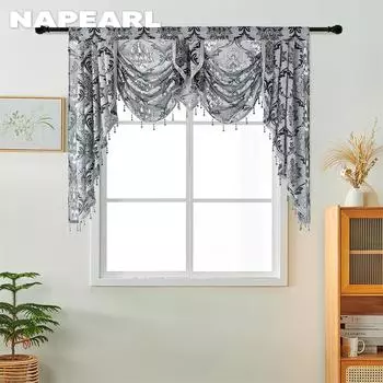 1 шт. NAPEARL 60-70% затемняющий жаккардовый процесс полиэфирное волокно роскошный экзотический стиль занавески для спальни гостиной украшения окна W155cm x L125cm чёрный