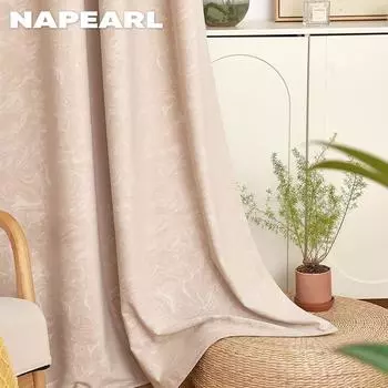1 шт. NAPEARL 70-80% блокирующие свет однотонные французские светлые роскошные бархатные блокирующие легкие шторы для спальни, гостиной, домашнего декора W100cm x L130cm бежевый