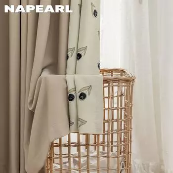 1 шт. NAPEARL 70-80% степень затемнения Ins кремовый стиль напечатанная боковая панель затемняющие шторы для спальни гостиной домашний декор W75+125cm x L260cm зелёный