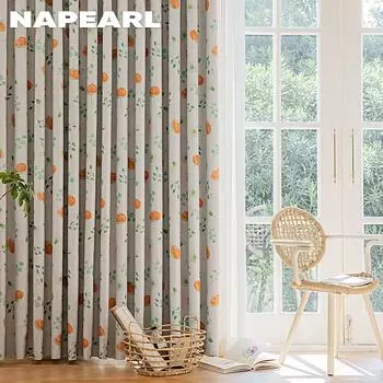 1 шт. NAPEARL 70-80% светоблокирующие весенние шторы с цветочным принтом для спальни, гостиной, домашнего декора W100cm x L200cm оранжевый