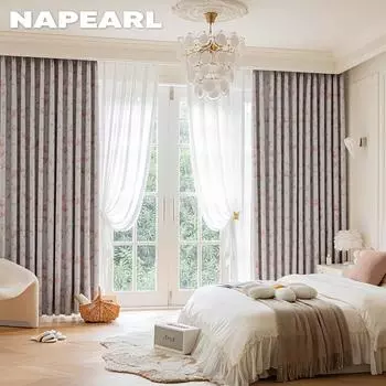 1 шт. NAPEARL 70-80% занавески с рисунком вишни и принтом для спальни, гостиной, домашнего декора W100cm x L130cm розовый