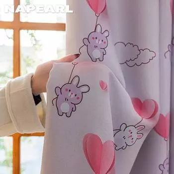 1 шт. NAPEARL 70-80% затемнение мультфильм принтованный розовые короткие шторы для комнаты девочек для спальни гостиной домашнего декора W100cm x L200cm розовый