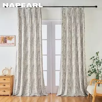 1 шт. NAPEARL 70-80% затемнение американский пасторальный стиль современный печатный лист затемняющие шторы для спальни гостиная домашний декор W100cm x L130cm серый