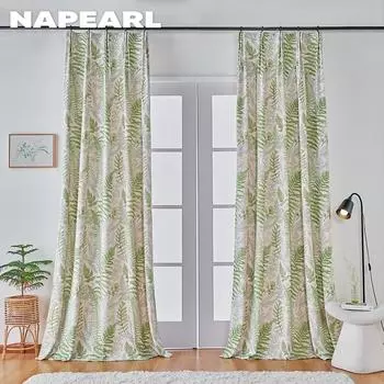 1 шт. NAPEARL 70-80% затемняющие французские ретро пасторальные шторы с принтом для спальни, гостиной, домашнего декора W100cm x L130cm зелёный