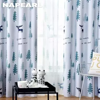 1 шт. NAPEARL 70-80% затемняющие Ins стиль скандинавский олень полиэфирное волокно персонализированные шторы с принтом прозрачные шторы для спальни гостиной домашний декор Tulle-W100cm x L200cm белый