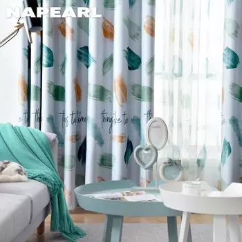 1 шт. NAPEARL 70-80% затемняющие современные минималистичные английские шторы с буквенным принтом для спальни, гостиной, домашнего декора W100cm x L200cm оранжевый