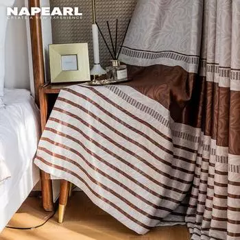 1 шт. NAPEARL 70% затемняющие занавески в европейском стиле модный дизайн коричневая полосатая драпировка для спальни для оконного домашнего декора — тип кольца W100cm x L260cm коричневый