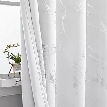 1 шт. NAPEARL 80% Затемняющие Модные и Минималистичные Шторы с Серебристой и Мраморной Текстурой для Гостиной Спальни Балкона Окна Домашний Декор W100cm x L130cm белый