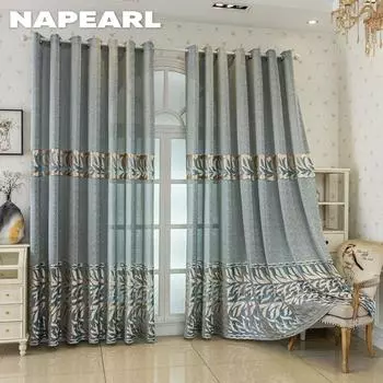 1 шт. NAPEARL Advanced European 40-70% затемняющие синие и серые жаккардовые шторы для гостиной спальни домашнего декора W100cm x L200cm синий