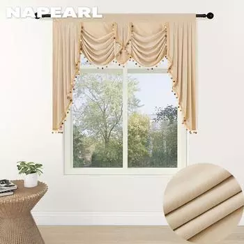 1 шт. NAPEARL, бархатная занавеска в европейском стиле, ламбрекен, короткая карнизная занавеска с карманом для гостиной, домашний декор 2B W155cm x L125cm зелёный