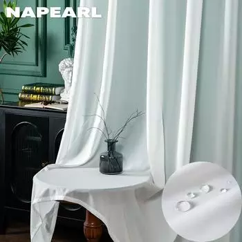 1 шт. NAPEARL белая водостойкая тюлевая занавеска, простая классическая прозрачная занавеска для гостиной, спальни, оконная занавеска для домашнего декора W100cm x L130cm белый