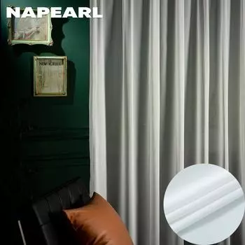 1 шт. NAPEARL, белый тюль в скандинавском стиле, крючок, занавеска, прозрачная занавеска для спальни, полиэстер, тюль, декоративная оконная занавеска W100cm x L130cm белый