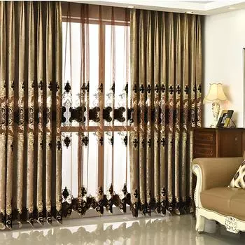 1 шт. NAPEARL, европейский стиль, синель, высококачественные шторы с вышивкой и марлевые шторы для гостиной, спальни, домашний декор Tulle-100x200cm коричневый