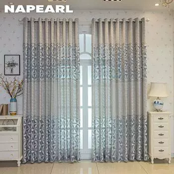 1 шт. NAPEARL европейский стиль современные синие ажурные жаккардовые удобные шторы для гостиной спальни домашнего декора W100cm x L200cm синий