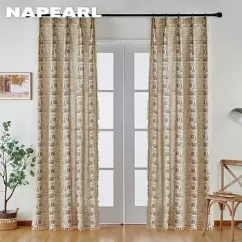 1 шт. NAPEARL Ins Style Vintage с принтом Эйфелевой башни, прочные полузатемняющие шторы с кисточками для окон, балкона, спальни, гостиной, домашнего декора W150cm x L60cm