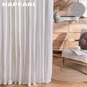 1 шт. NAPEARL, классические современные тюлевые занавески для гостиной, роскошные элегантные текстильные занавески, прозрачные шторы W100cm x L130cm белый