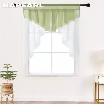 1 шт. NAPEARL модная двухцветная тюль подзор для двери занавеска с коротким стержнем ракета декоративная оконная кухонная занавеска W100cm x L100cm серый