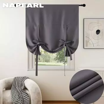 1 шт. NAPEARL, модная и минималистичная однотонная однотонная занавеска из полиэфирного волокна, короткая занавеска, декоративная занавеска для кухонной двери W100cm x L160cm темно-синий