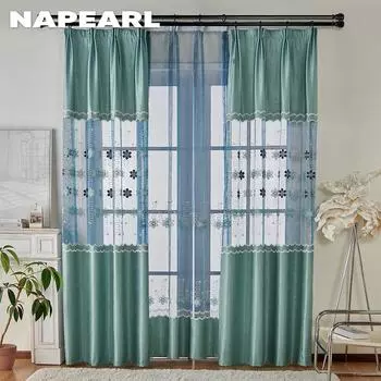 1 шт. NAPEARL модные вышитые современные европейские полузатемняющие шторы и занавески из марли для гостиной, спальни, домашнего декора Tulle-W100cm x L200cm