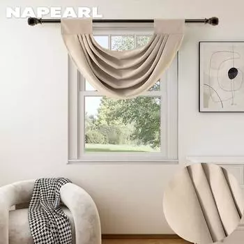 1 шт. NAPEARL модный и универсальный однотонный занавес с волнами воды для декора маленького окна 70x42 см чёрный