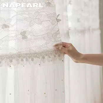 1 шт. NAPEARL нежный узор бабочки фея стиль пэчворк полупрозрачная прозрачная занавеска для гостиной спальни домашний декор W100 x L200cm белый