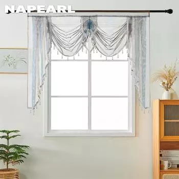 1 шт. NAPEARL однотонная универсальная кружевная кисточка для штор с каймой для украшения окна кухни, спальни, гостиной W155cm x L125cm