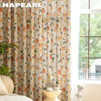 1 шт. NAPEARL персиковые фруктовые занавески с мультяшным принтом для балкона, спальни, гостиной, оконные шторы, украшение для дома W100cm x L130cm