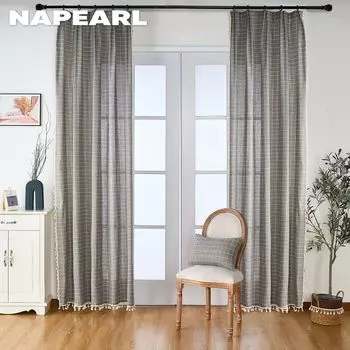 1 шт. NAPEARL простая и универсальная серая кисточка с краем, полузатемняющая штора для небольших окон, балкона, спальни и гостиной, домашний декор W150cm x L60cm серый