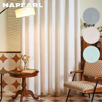 1 шт. NAPEARL, сплошной цвет, имитация льна, оконная тюль, занавеска для гостиной, прозрачная занавеска, занавеска для кухни, двери, спальни W100cm x L130cm синий