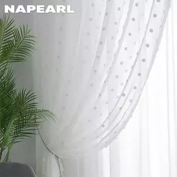 1 шт. NAPEARL свежие японские скандинавские современные минималистичные жаккардовые прозрачные шторы для гостиной, спальни, домашний декор W100cm x L130cm белый